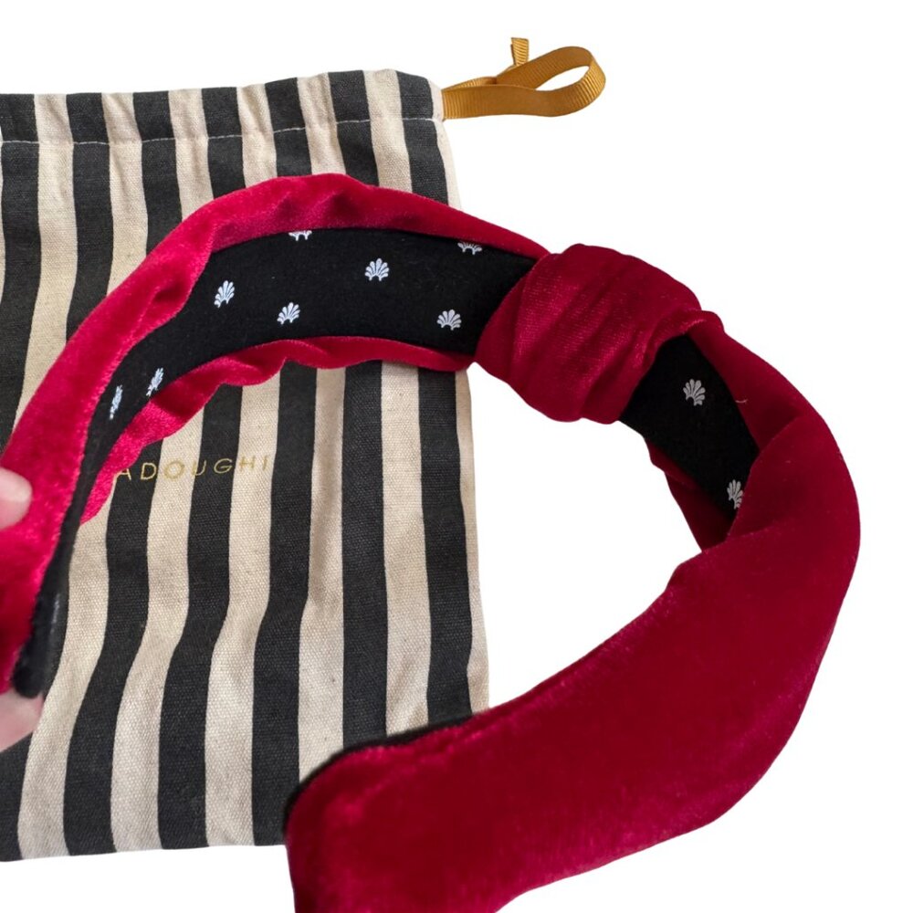 Lele Sadoughi Velvet Knotted Headband – Deep Red (With Pouch!) - Picture 4 of 5